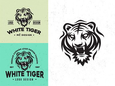 White Tiger logo clothing fashion head illustration logo mark negative space panthera sport tiger tigris vector