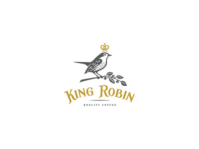 Robin logo animal bird branch classic coffee crown freedom illustration logo mark robin royal