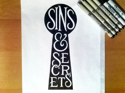 Sins & Secrets custom lettering custom type hand drawn hand lettered hand lettering lettering type typography