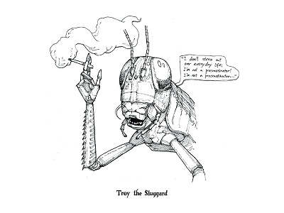 Troy the Sluggard animalssmoking characterdesign illustration sketching