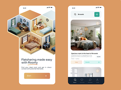 Roomy - Flatsharing application application design mobile ui ux