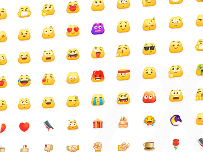 Mello emojo 2d app character colorful cute design emoji expression faces icon illustration logo mello ui yellow
