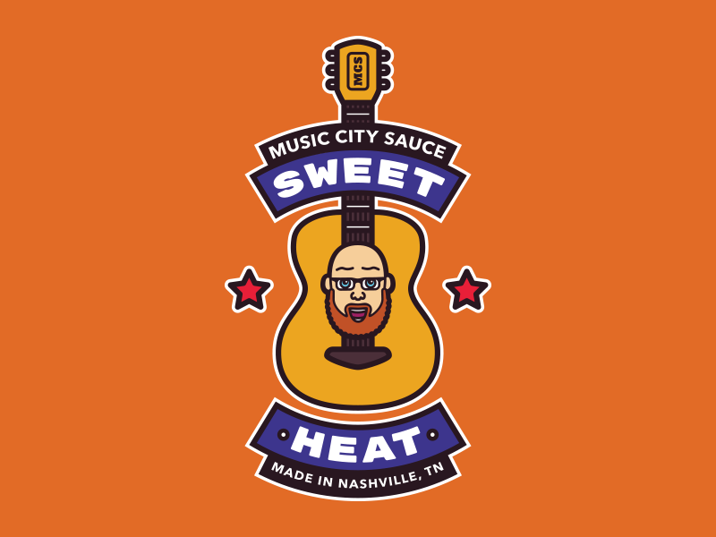 Music City Sauce guitar icon branding mark hot sauce nashville music city logo