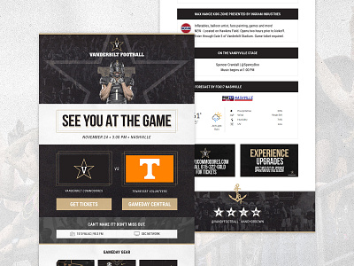 Vanderbilt Football american football email email campaign email design email development email marketing football layout sports sports graphics ui ux