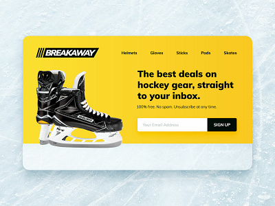 Daily UI :: 003 :: Landing Page daily ui dailyui dailyui 003 email sign up hockey ice ice hockey landing page marketing landing page practice subtle gradient ui pack uipractice uiux ux design web web design