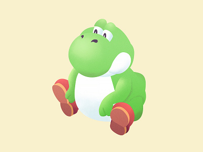 BEEG Yoshi character dunkey grain illustration mario texture vector vector illustration video game art videogames yoshi