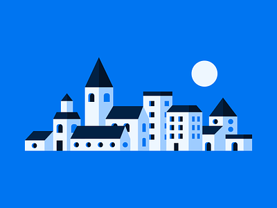 Small Town abstract abstract city blue city illustration minimal small town town vector vector illustration