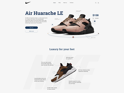 NIKE Air Huarache LE adobe photoshop air air huarache le figma landing page nike shoes sneakers ui ux web web design web designer