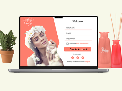 Sign Up Page for a perfume brand brand design sign up page typography ui ux