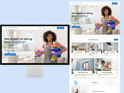 Vintage Cleaning Landing Page UI design landing page product design typography ui ux
