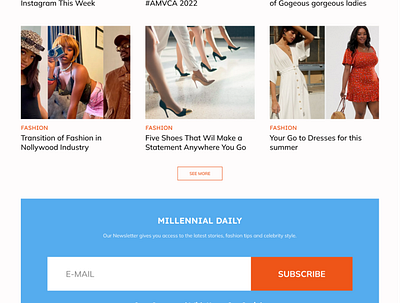 Millennial blog. A website concept design landing page product design ui