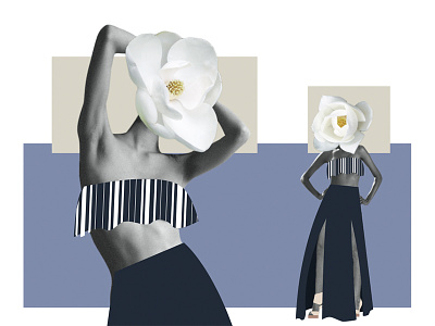 Fashion design collage collage design fashion flowers navy two pieces
