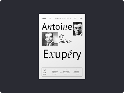 Poster about Antione de-Saint Exupéry design graphic design illustration minimalism poster ui vector