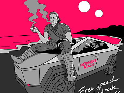 Elon Musk - Comic illustration of Freedom-of-speech fighter Elon