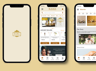 Kama Ayurveda Purchase App app branding design graphic design illustration typography ui ux