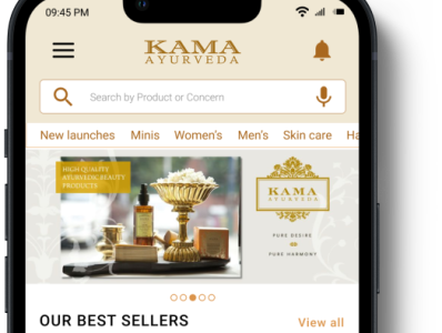 Kama Ayurveda Ecommerce app Home Screen app branding design graphic design typography ui ux