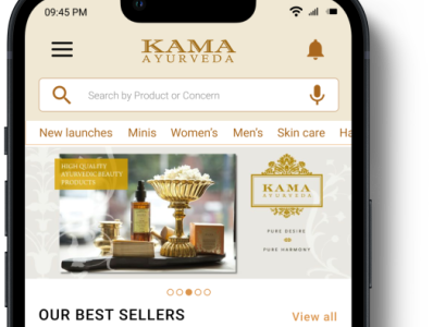 Kama Ayurveda Ecommerce app Home Screen