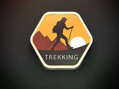 Trekking Badge backpack badge element icon montain pin trekking ui wood yellow