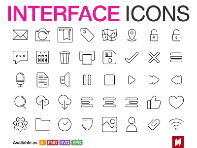 interface icons app clean icon interface line mobile sketch ui vector website