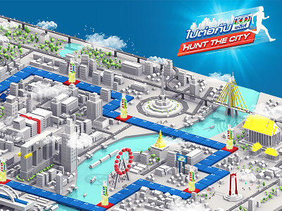 100Plus : Hunt the City 100plus app bangkok board city design game mobile model monopoly