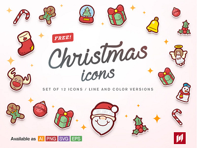 Free! Christmas icons christmas color cute festival free freebie icons pink santa vector winter xmas