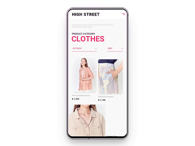 High street app branding cloth design fashion layout mobile mobile ui shopping ui ux