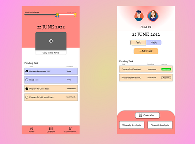 To-do App adobe xd app challenge design figma habit parenting to do ui ux