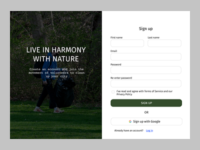 Sign-up (Daily UI, Day 1) account clean color dailyui design form input log in login nature product design register sign sign up text field ui uikit ux web web design