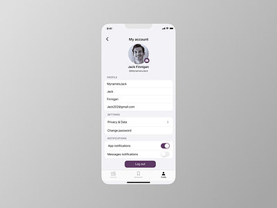 Mobile App - User profile (Daily UI, Day 6) app app ui clean dailyui design ios ios app iphone mobile my account product design profile profile page settings typography ui ui kit ui ux user experience user profile