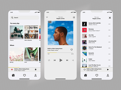 Mobile App - Music player (Daily UI, Day 9) app artist clean dailyui design flat ui icons ios iphone mobile music music player playlist product design social song streaming ui user interface ux