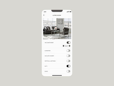 Mobile app - Home Monitoring Dashboard (Daily UI, Day 21) app clean dailyui dashboard design home dashboard home dashboard monitoring interior ios light ui living room mobile mobile design monitoring product design room smart home ui ux ux ui