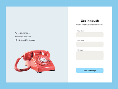 Contact Us (Daily UI, Day 28) clean contact contact form contact page contact us contacts dailyui design form get in touch graphic design illustration product design support telephone typography ui ux web web design