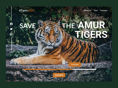 Crowdfunding Campaign (Daily UI, Day 32) branding campaign crowdfunding dailyui design desktop flat green landing landing page logo nature product design tigers ui ui ux ux web web design website design