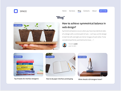 Daily UI - Blog (Day 35) article blog blog page clean dailyui design homepage landing page logo news post product design thumbnail typography ui ux web web design website