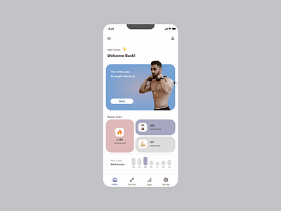 Daily UI - Workout tracker app cardio clean coach dailyui design exercise fitness gym ios iphone mobile design product design sport tracker trainer training ui ux workout tracker
