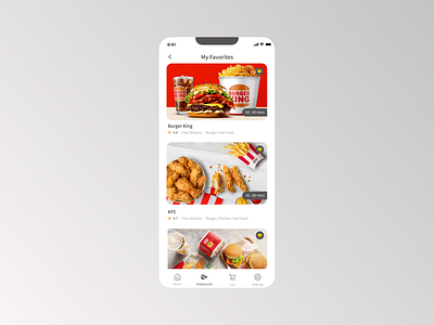 Daily UI - Favorite app cafe card clean dailyui delivery design fast food favorite favorites food food menu ios ios app mobile app mobile ui product design restoraunts ui ux