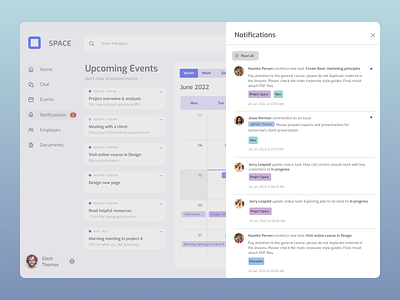 Daily UI - Notifications app calendar clean dailyui dashboard design event meeting notifications planner product design saas service task ui ux visual design web web design white