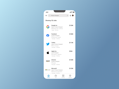 Daily UI - Job listing app career clean dailyui find work hire hiring ios app job job app job career job finder job listing job platform mobile mobile design product design ui design ux work