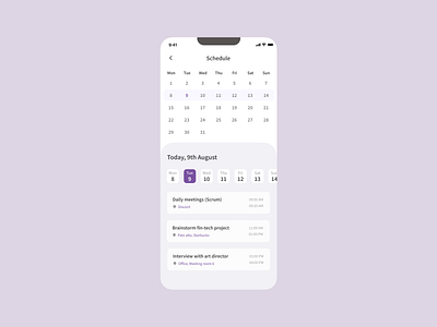 Daily UI - Schedule app application calendar clean dailyui date design event ios meeting phone planner product design schedule tracking ui ui design upcoming event ux ux design