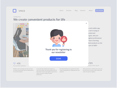 Daily UI - Thank you branding clean daily ui 77 daily ui challenge dailyui design home page illustration landing page logo minimal newsletter popup product design subscribe subscription thank you ui ux web design