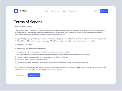 Daily UI - Terms of service blue button clean dailyui design header icon layout list logo minimal page privacy policy product design terms and conditions terms of service text typography ui ux
