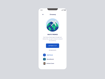 Daily UI — Giveaway add friend app clean coupon dailyui design giveaway illustration invitation invite invite friends invites ios phone product design promocode share ui ui mobile ux