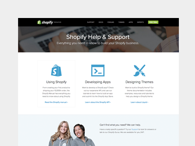 Shopify Documentation Landing Page