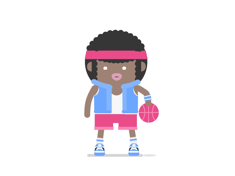 Dribbman african american animation basketball character looped sport vector