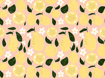 The Textured Lemon branding fruit graphic design illustration lemons seamless pattern summer surface pattern surface pattern design