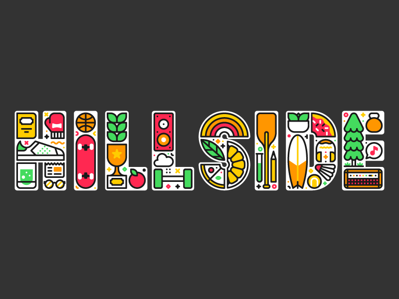 Hillside illustration typography geofilter snapchat