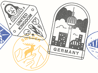 Monocle Visa Stamps 02 badge germany monocle patch stamp sweden unitedkingdom visa