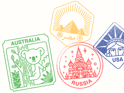 Monocle Visa Stamps 03 australia badge egypt monocle patch russia stamp usa visa