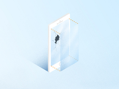 Broken screen design grain illustration iphone repaired screen ui ux