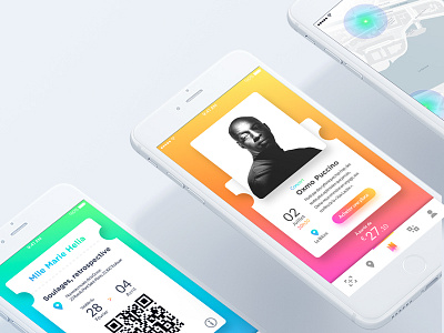 Toulouse Mobile App artists branding design event gradient mobile app phone ticket typography ui ux